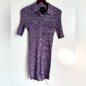 NEW Bandier Le ORE Rimini Collared Playsuit Sea Fog Nightshade Small Knit Marled